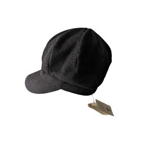 Siggi Mens Black Wool Blend Newsboy Cap Hat Classic Driver Style Size 57cm NWT